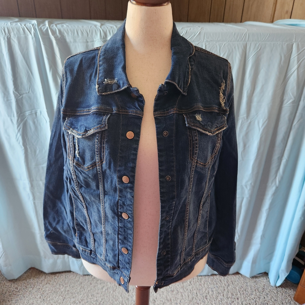 Lane Bryant Distressed Blue Jean Jacket